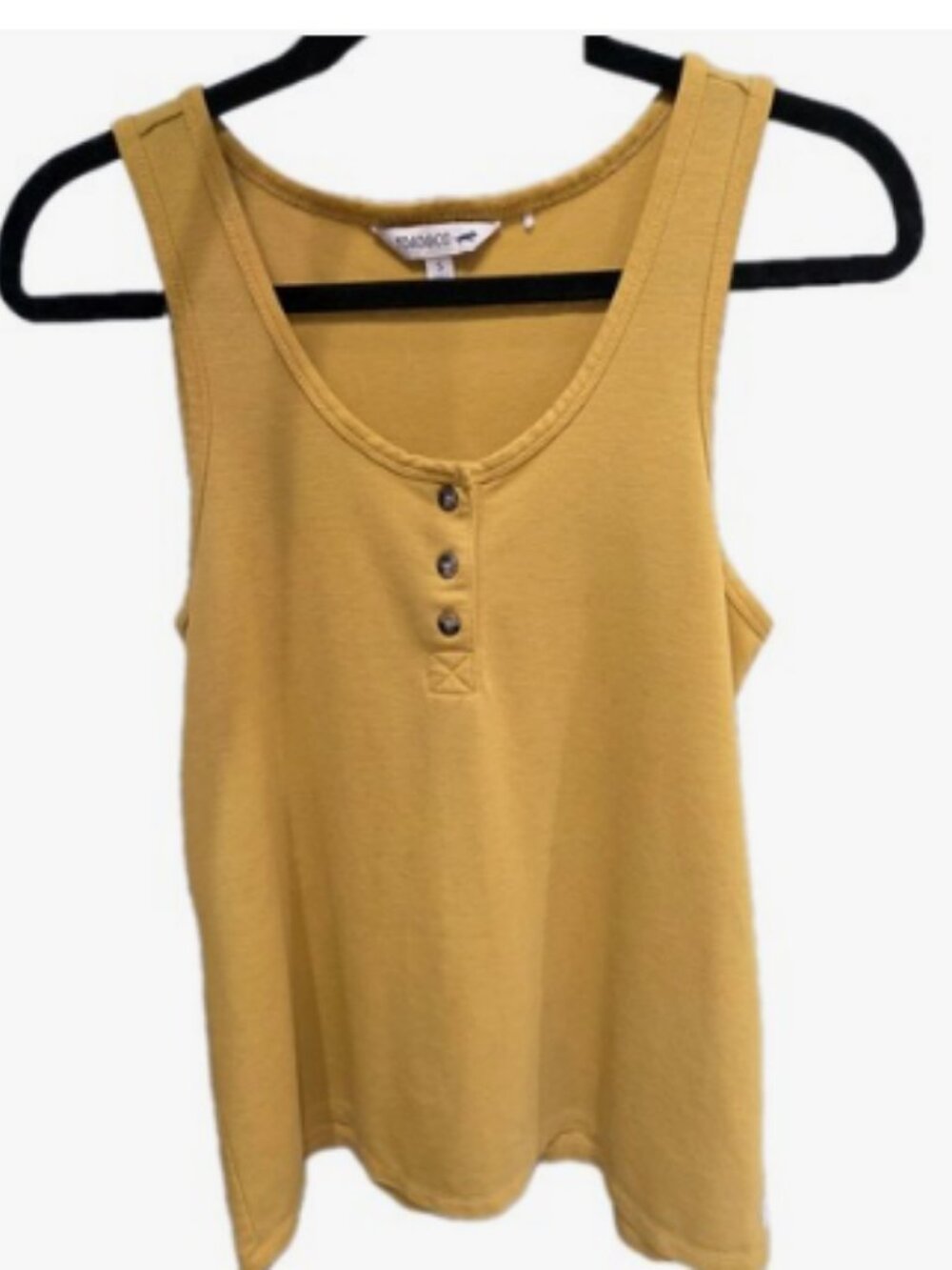 Toad And Co Womens Hemp Blend Tank Top Henley Mustard Yellow Sz Small Sleeveless